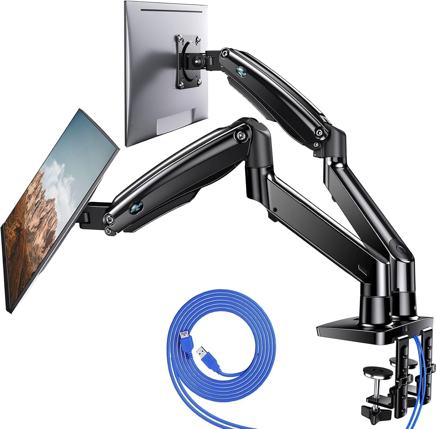 Dual Monitor Stand – Height Adjustable Arms