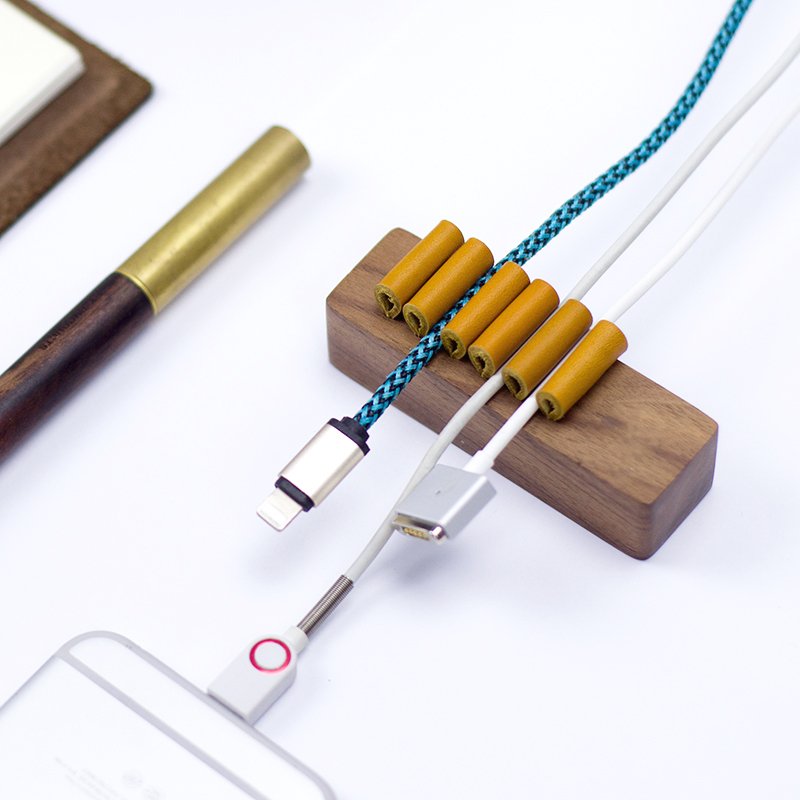 Wood & Leather Cable Manager