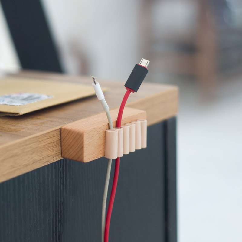 Wood & Leather Cable Manager