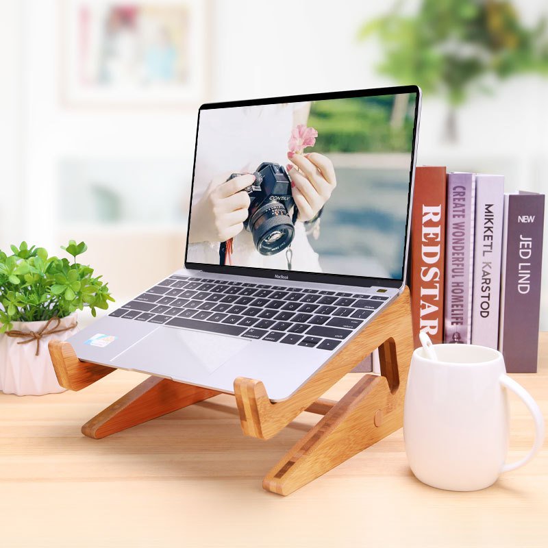 Ergonomic Bamboo Laptop Stand – Cooling & Posture Support