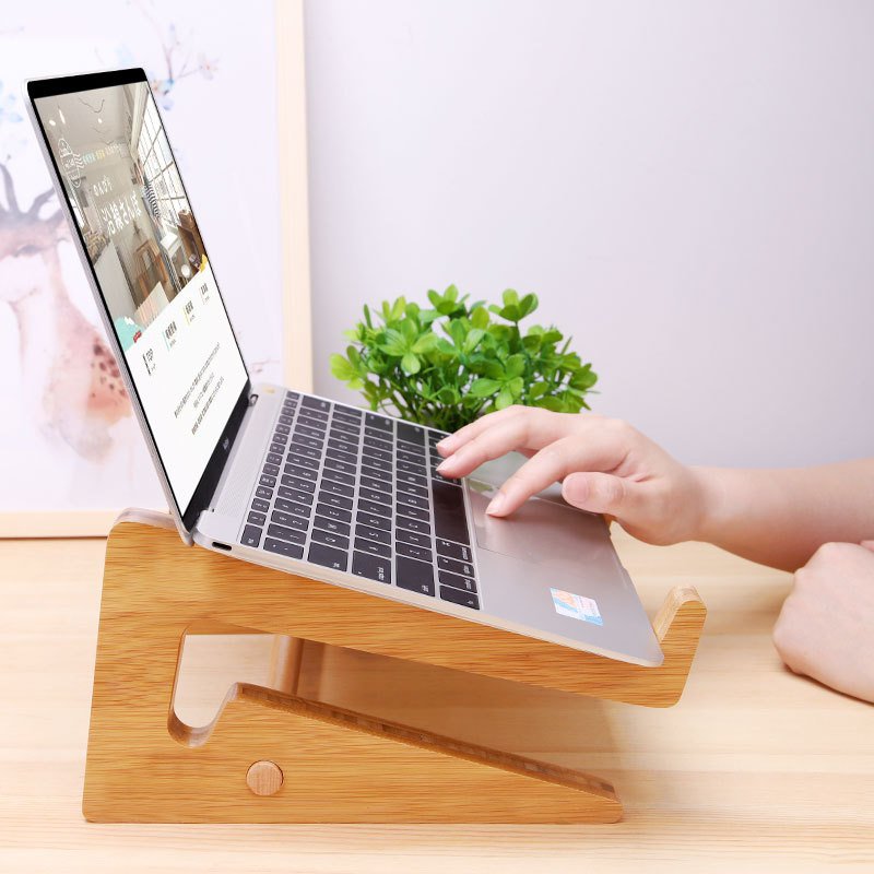 Ergonomic Bamboo Laptop Stand – Cooling & Posture Support